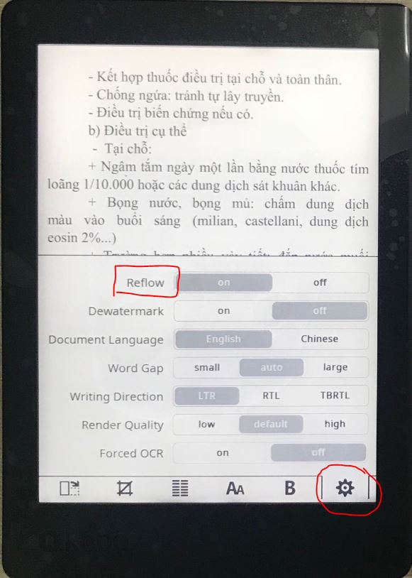Phóng to chữ trong file pdf máy đọc sách kobo
